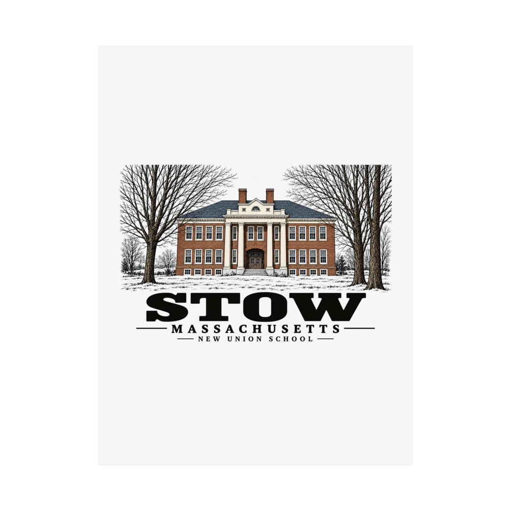 Illustrated New Union School in Stow on unframed matte poster