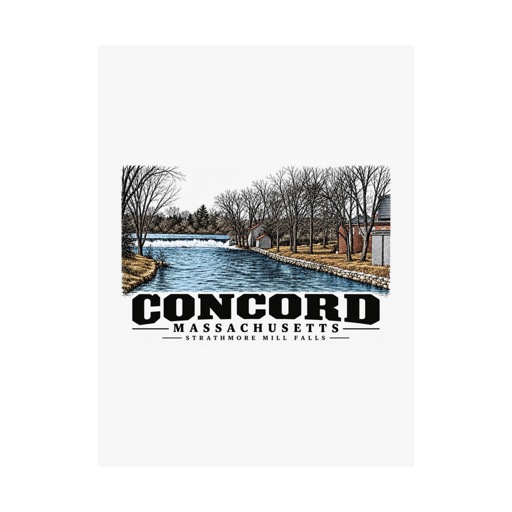 Illustrated Strathmore Mill Falls in Concord on unframed matte poster