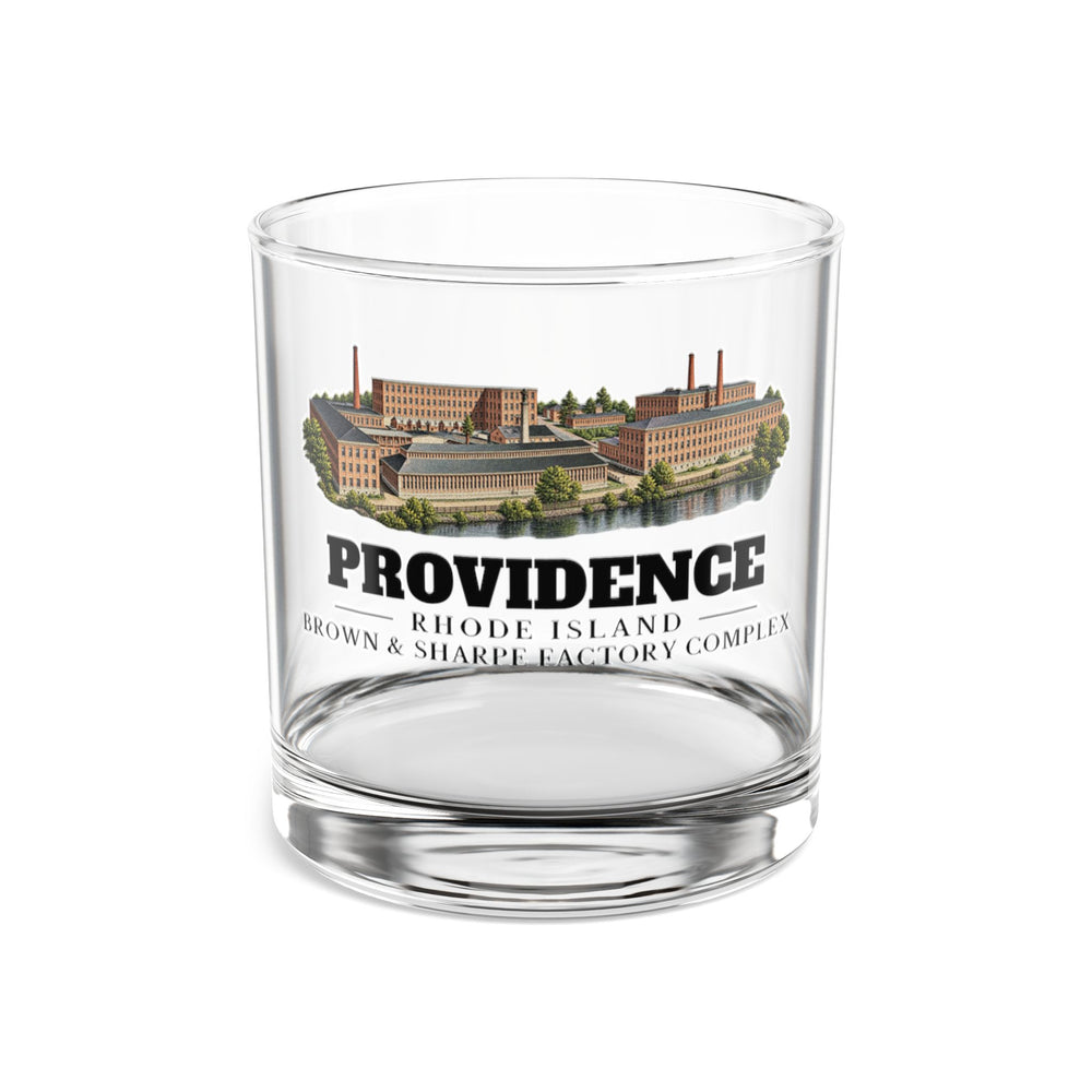 Front view of Providence Brown & Sharpe Factory Complex 10 oz Rocks Glass