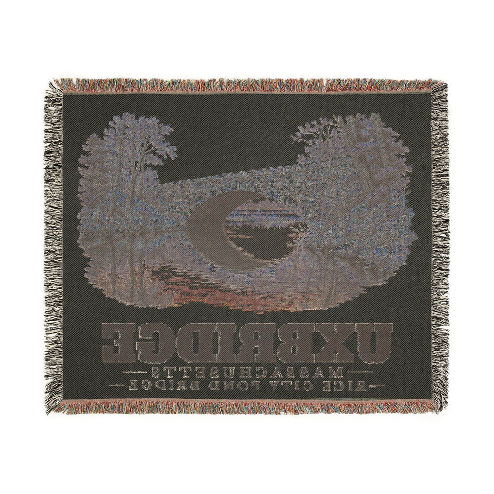 Rice City Pond Bridge — Uxbridge, Massachusetts woven blanket, product view 3