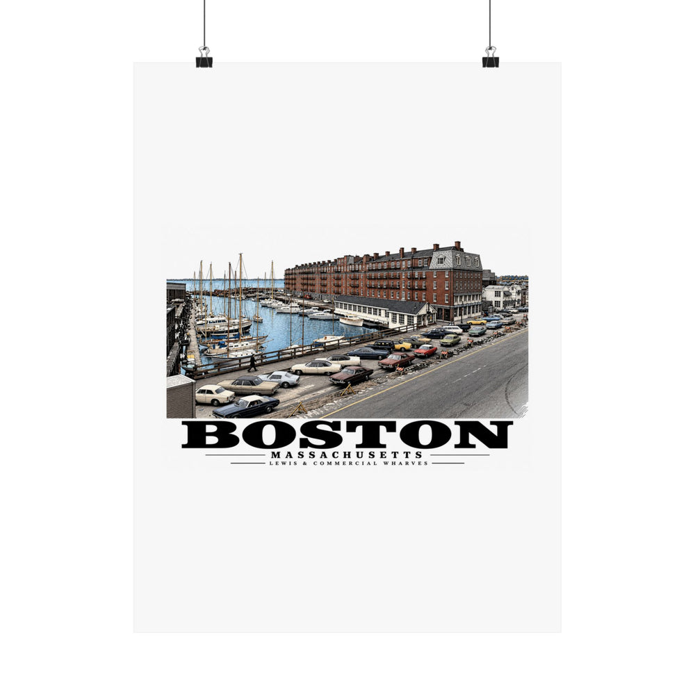 Marina between Lewis and Commercial Wharf Matte Heritage Poster — 11 × 14 and 18 × 24 in - Boston Harbor