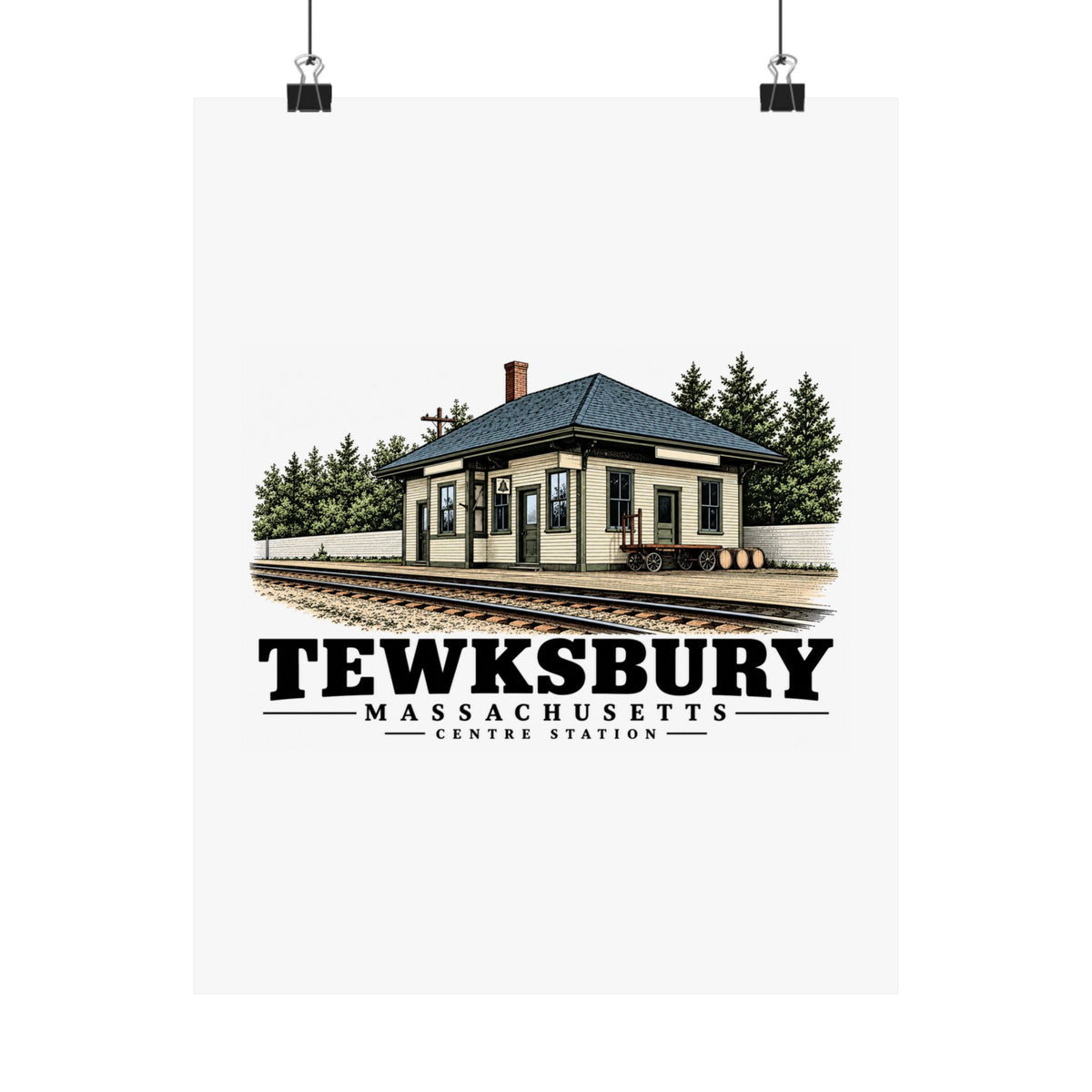 11 x 14 front of Tewksbury Centre railroad station matte poster, Tewksbury, Massachusetts.