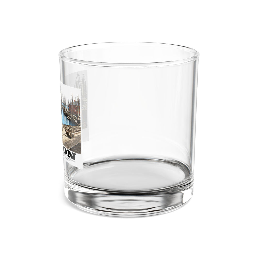 India Wharf and dock, Boston 10 oz Rocks Glass - Boston Harbor
