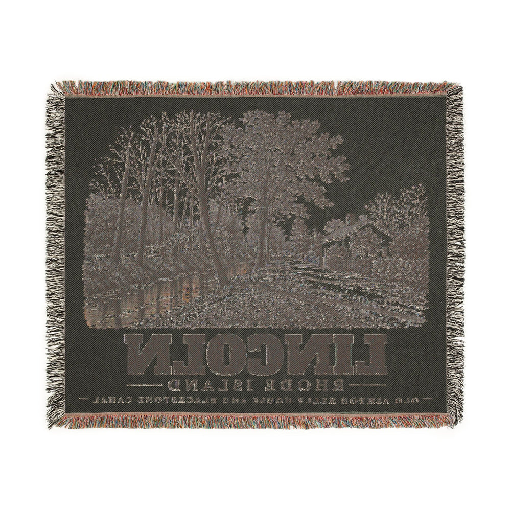 Old Ashton Kelly House and Blackstone Canal — Lincoln, Rhode Island woven blanket, product view 3
