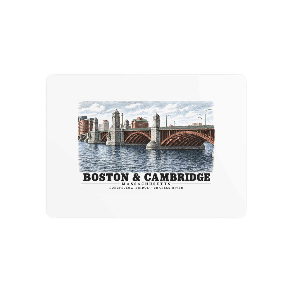 Longfellow Bridge, Charles Circle / Main Street across Charles River 7 × 5 in Horizontal Metal Wall Art - Charles River