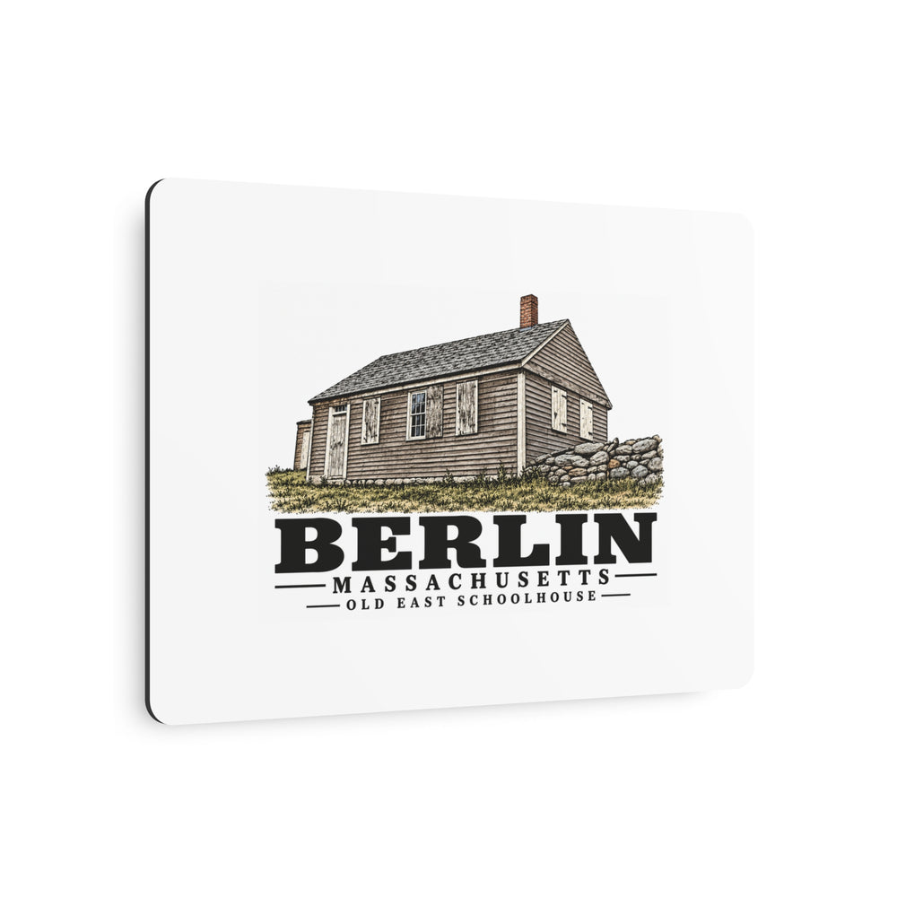 Illustrated Old East Schoolhouse in Berlin on metal art sign