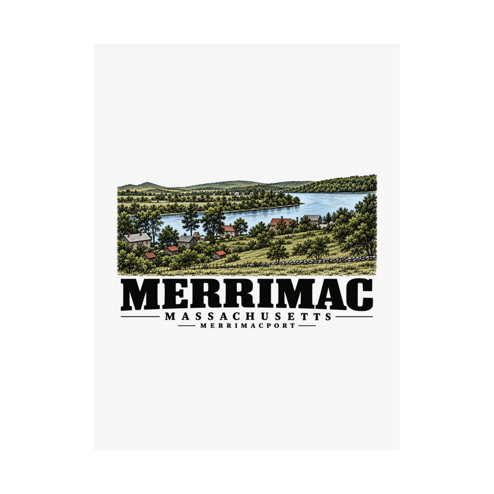 18 x 24 unclipped front of View from Noyes Hill at Merrimacport matte poster, Merrimac, Massachusetts.