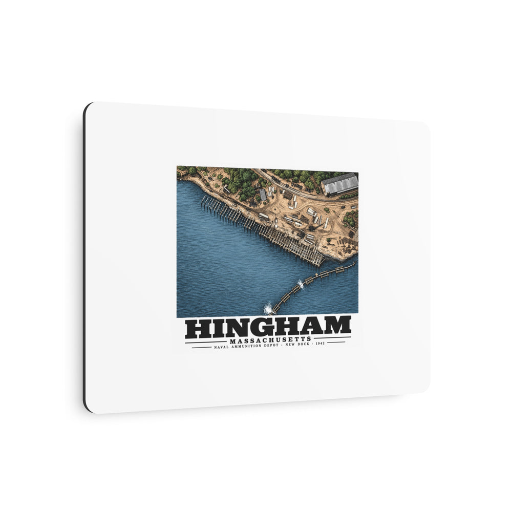 Construction of New Dock at Old USNAD Hingham, MA 7 × 5 in Horizontal Metal Wall Art - Boston Harbor