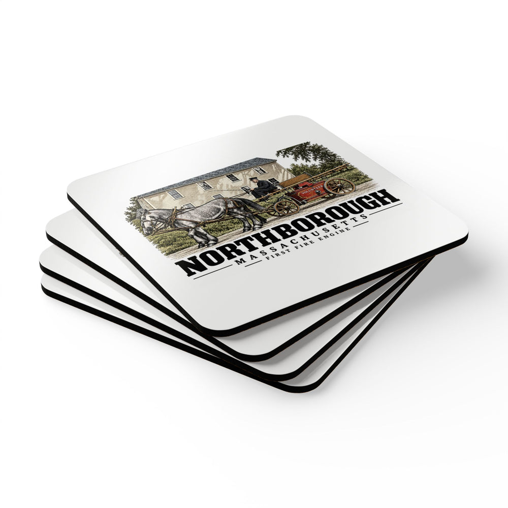 NORTHBOROUGH First Fire Engine Cork Back Coaster Set - Assabet Valley Goods