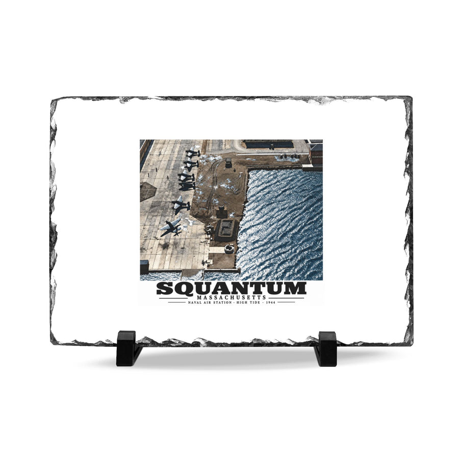 NAS Squantum at high tide 7 × 11 in Slate Desk Plaque - Boston Harbor