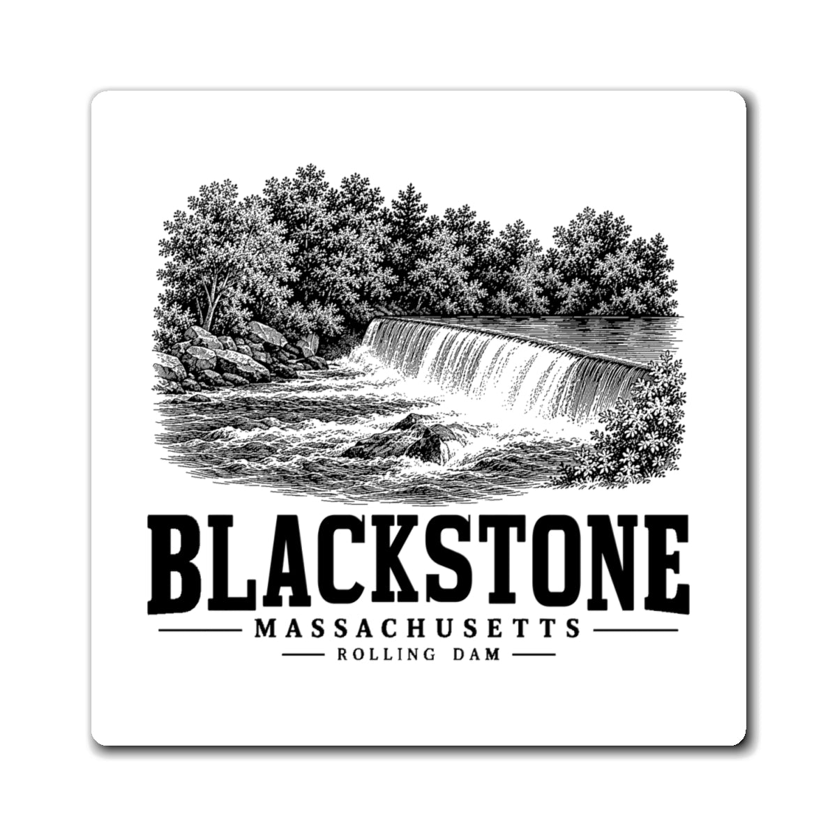Blackstone Rolling Dam 4 in Magnet in White — front view