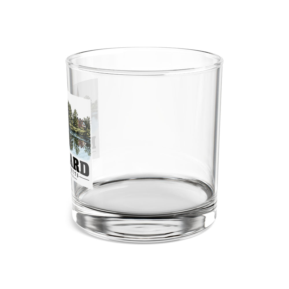 Illustrated St. Bridget Church in Maynard on rocks glass
