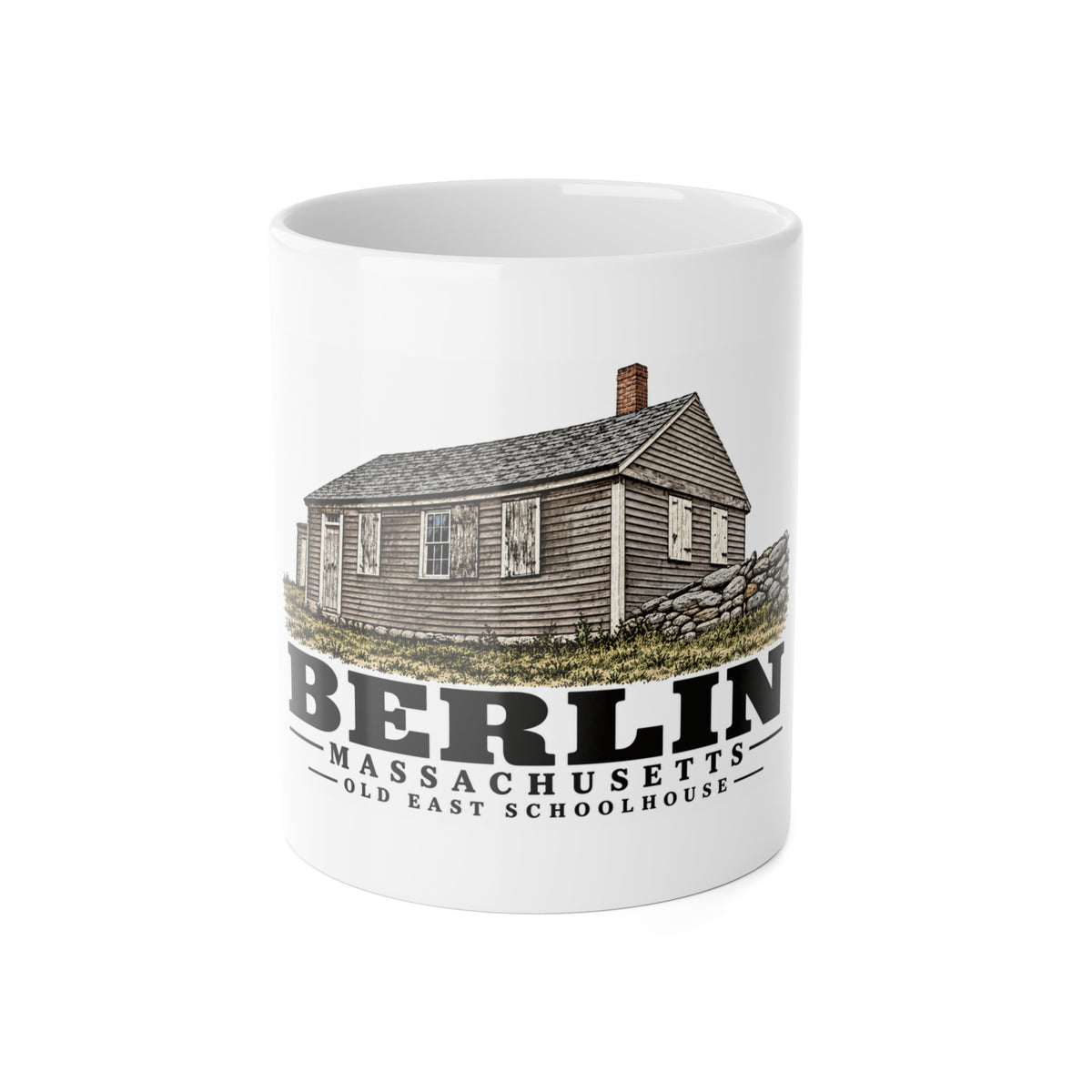 Illustrated Old East Schoolhouse in Berlin on ceramic mug