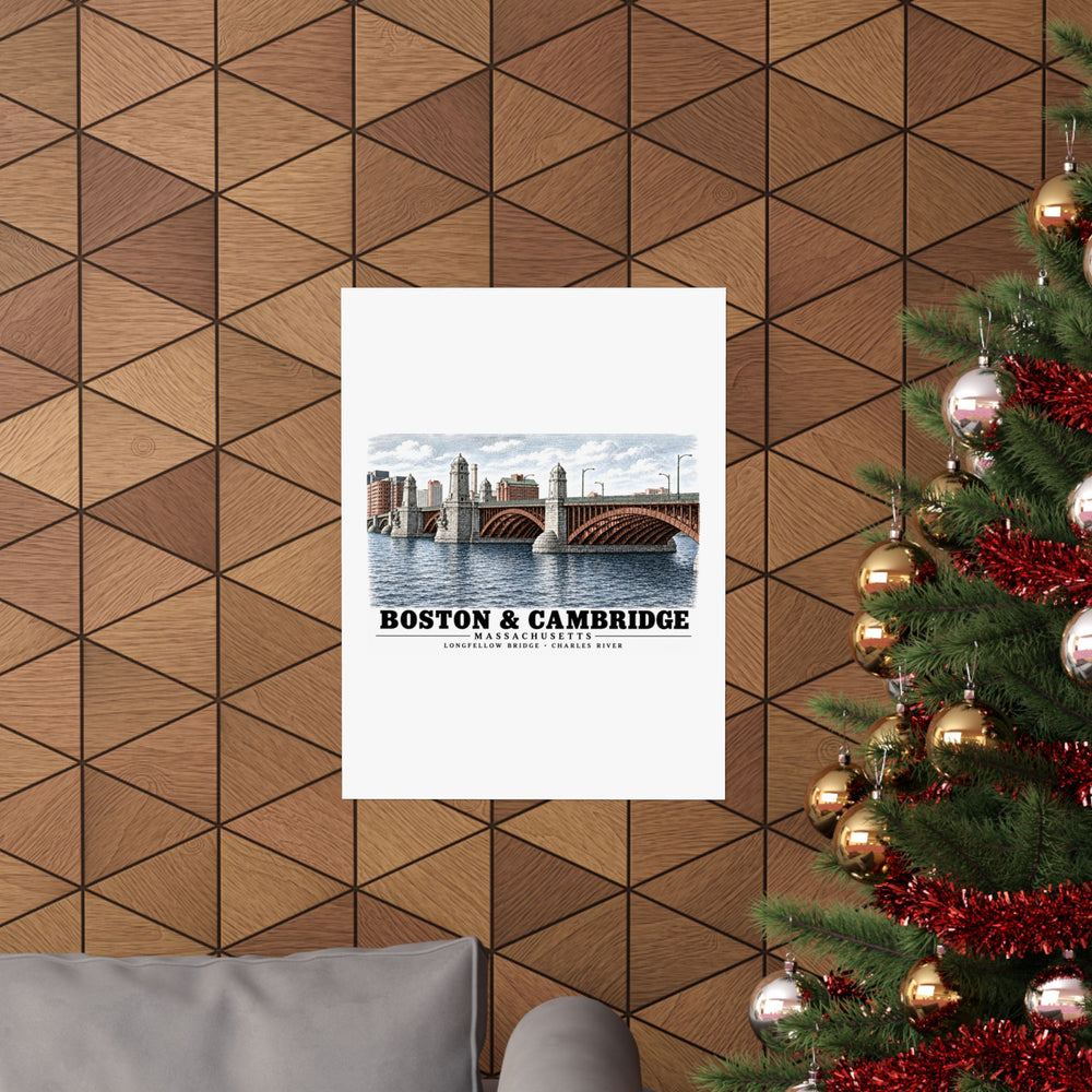 Longfellow Bridge, Charles Circle / Main Street across Charles River Matte Heritage Poster — 11 × 14 and 18 × 24 in - Charles River