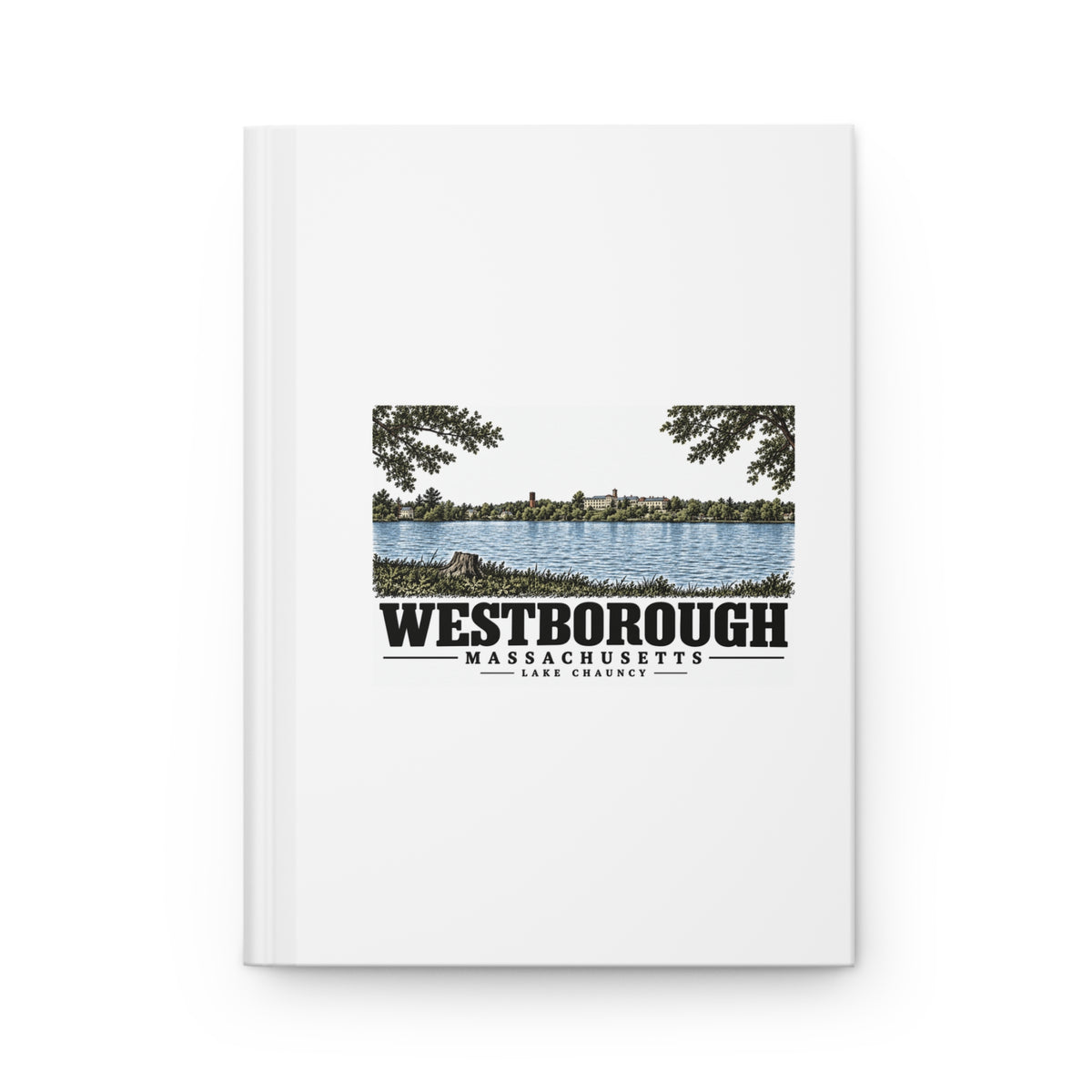 Illustrated Lake Chauncy in Westborough on matte hardcover journal
