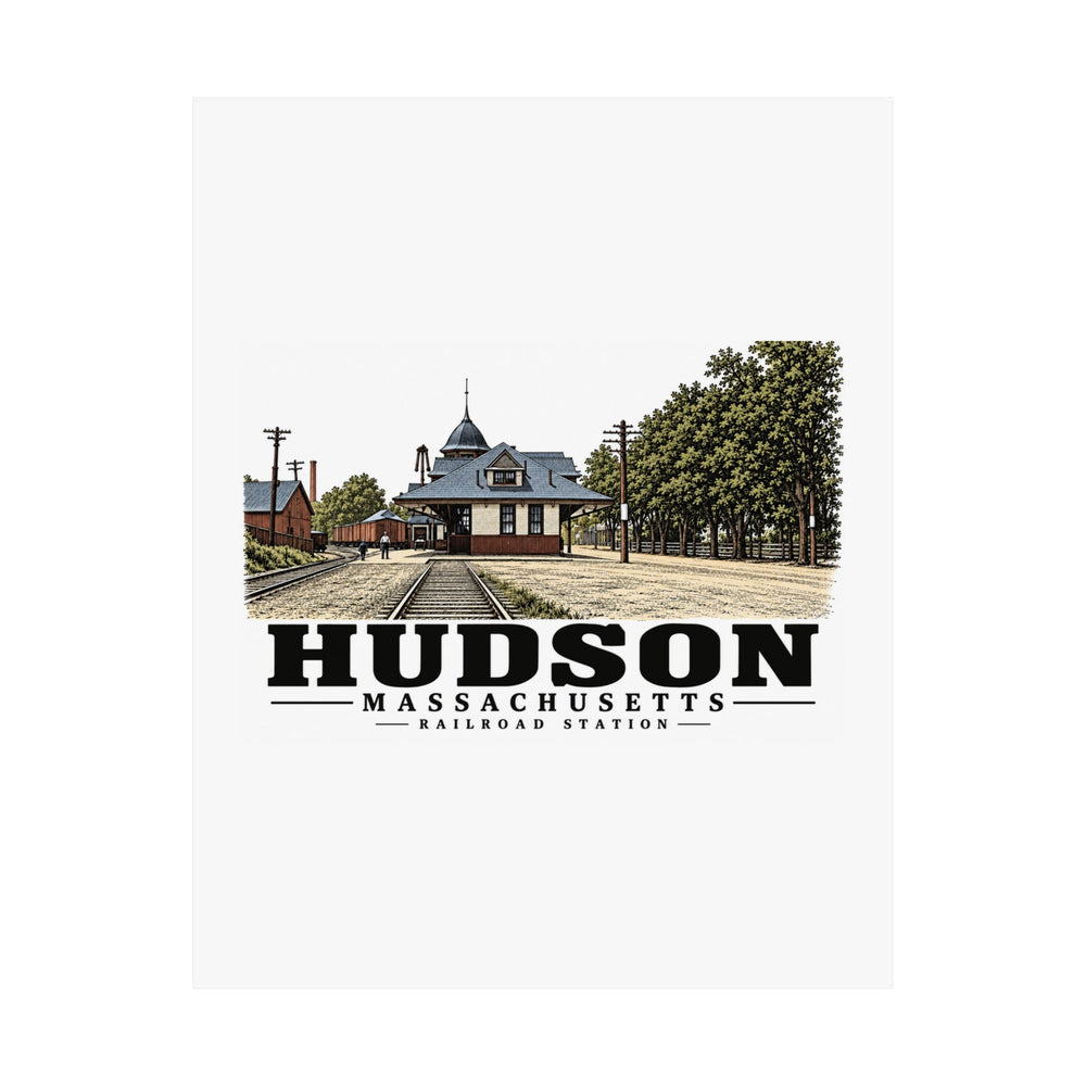 Illustrated Railroad Station in Hudson on unframed matte poster