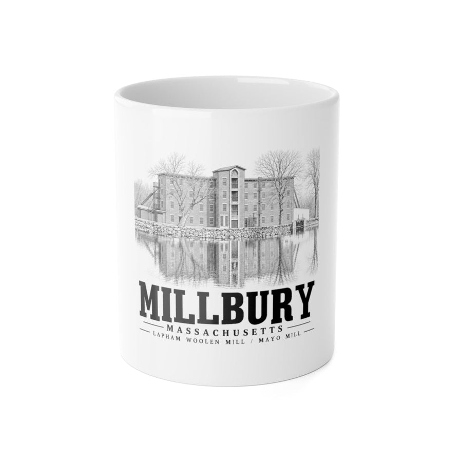 Millbury Lapham Woolen Mill / Mayo Mill 11 oz Ceramic Mug - White - front product view