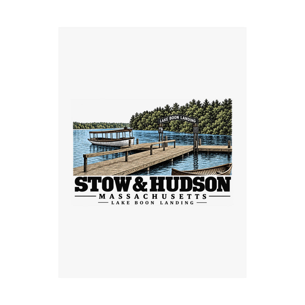 Illustrated Lake Boon Landing in Stow and Hudson on unframed matte poster