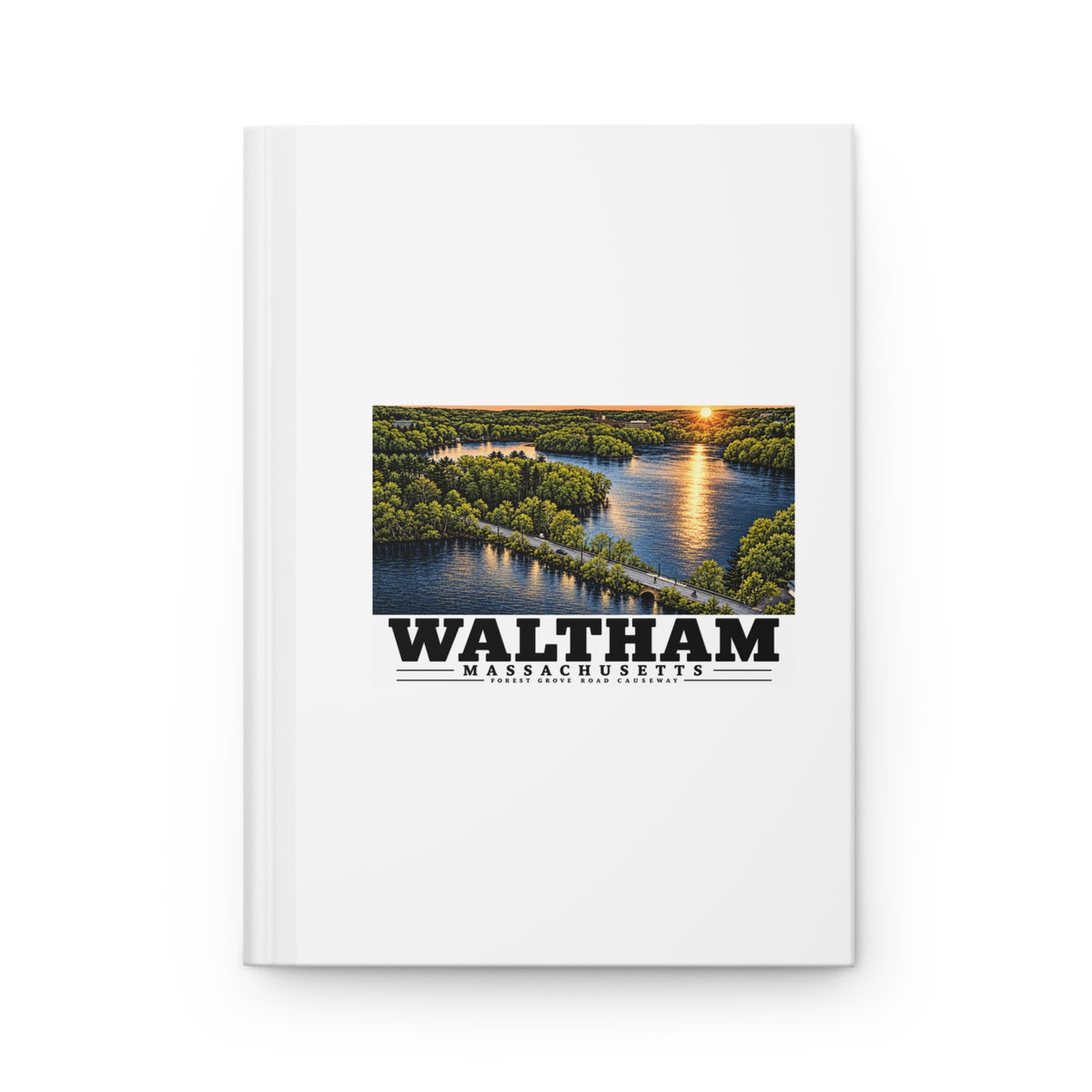 Front cover of the white hardcover journal with Waltham Forest Grove Road Causeway artwork.