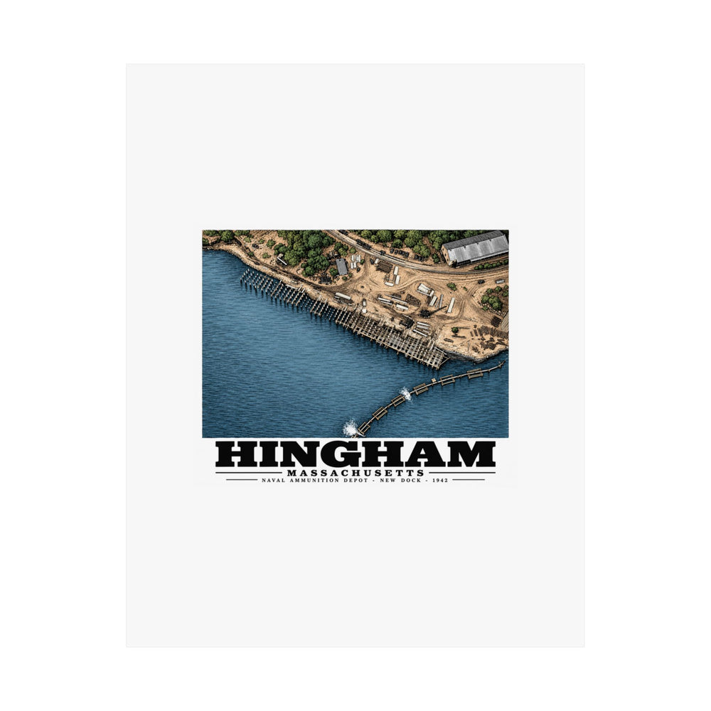 Construction of New Dock at Old USNAD Hingham, MA Matte Heritage Poster — 11 × 14 and 18 × 24 in - Boston Harbor