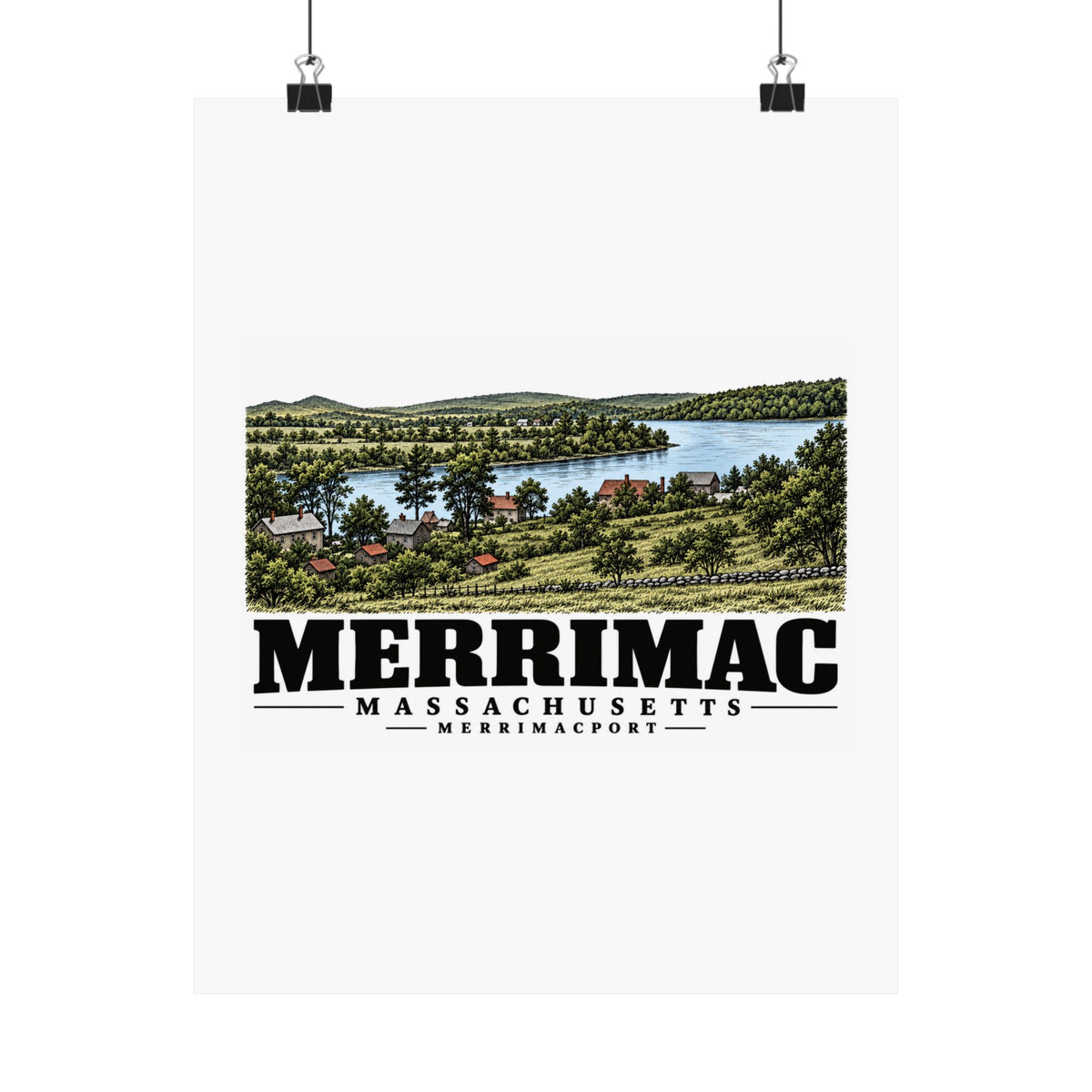 11 x 14 front of View from Noyes Hill at Merrimacport matte poster, Merrimac, Massachusetts.