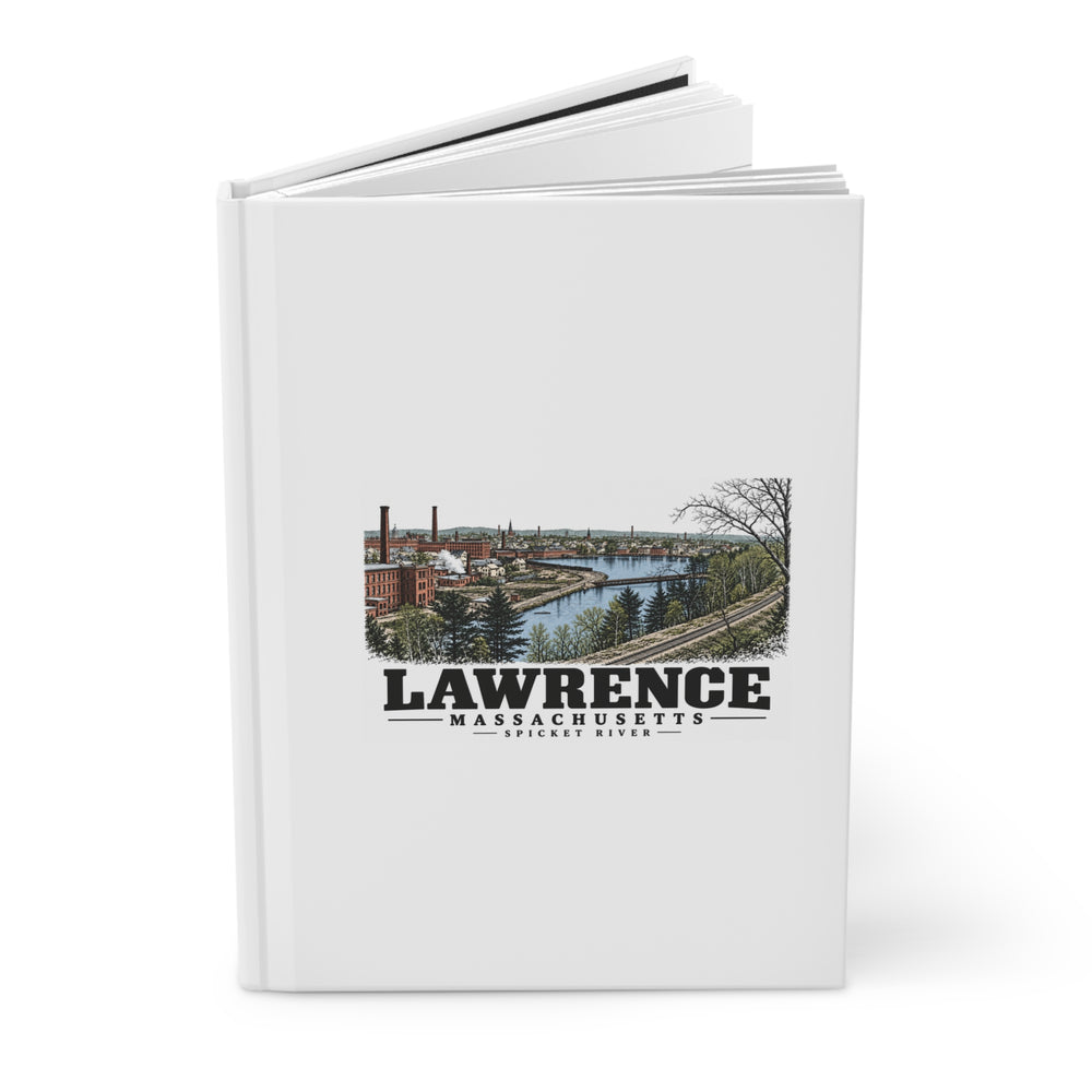 Lawrence Spicket River factories and railroad tracks Matte Hardcover Journal - Merrimack Valley Goods