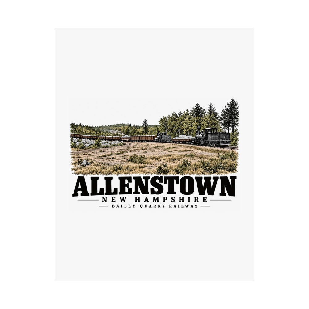 11 x 14 unclipped front of Bailey Quarry Railway matte poster, Allenstown, New Hampshire.