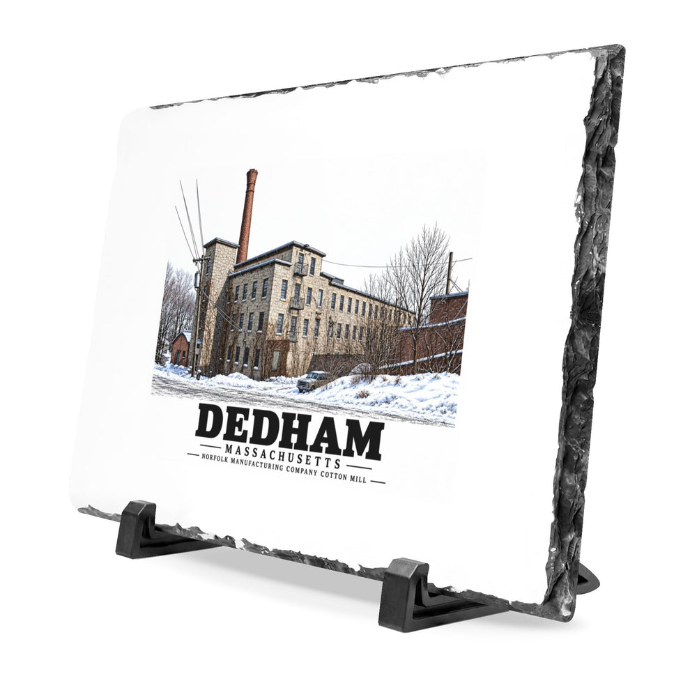 Dedham Norfolk Manufacturing Company Cotton Mill 7 × 11 in Slate Desk Plaque — Charles River Goods