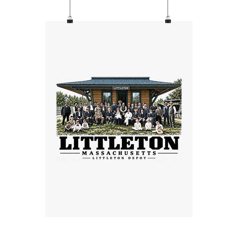 Illustrated Littleton Depot in Littleton on unframed matte poster