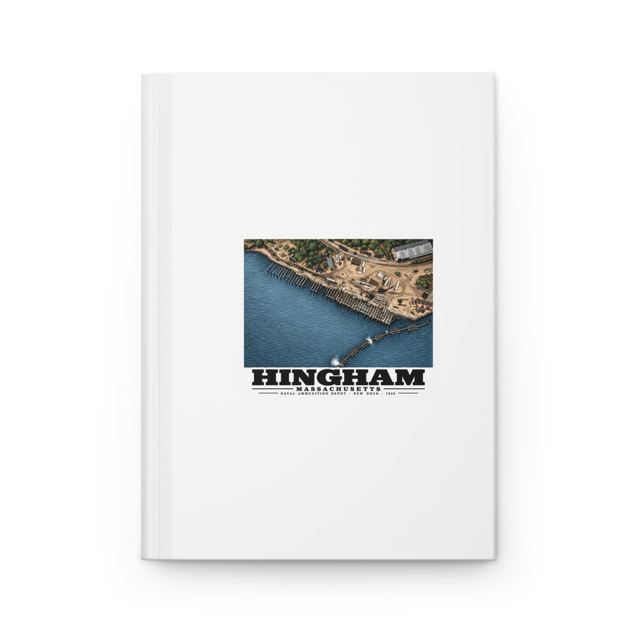 Construction of New Dock at Old USNAD Hingham, MA Matte Hardcover Journal - Boston Harbor