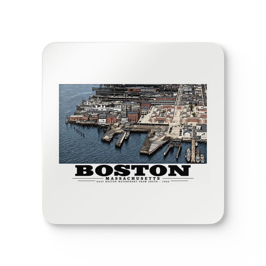 Maritime Coal Co., East Boston, MA -from South 1000 ft. Cork Back Coaster Set - Boston Harbor
