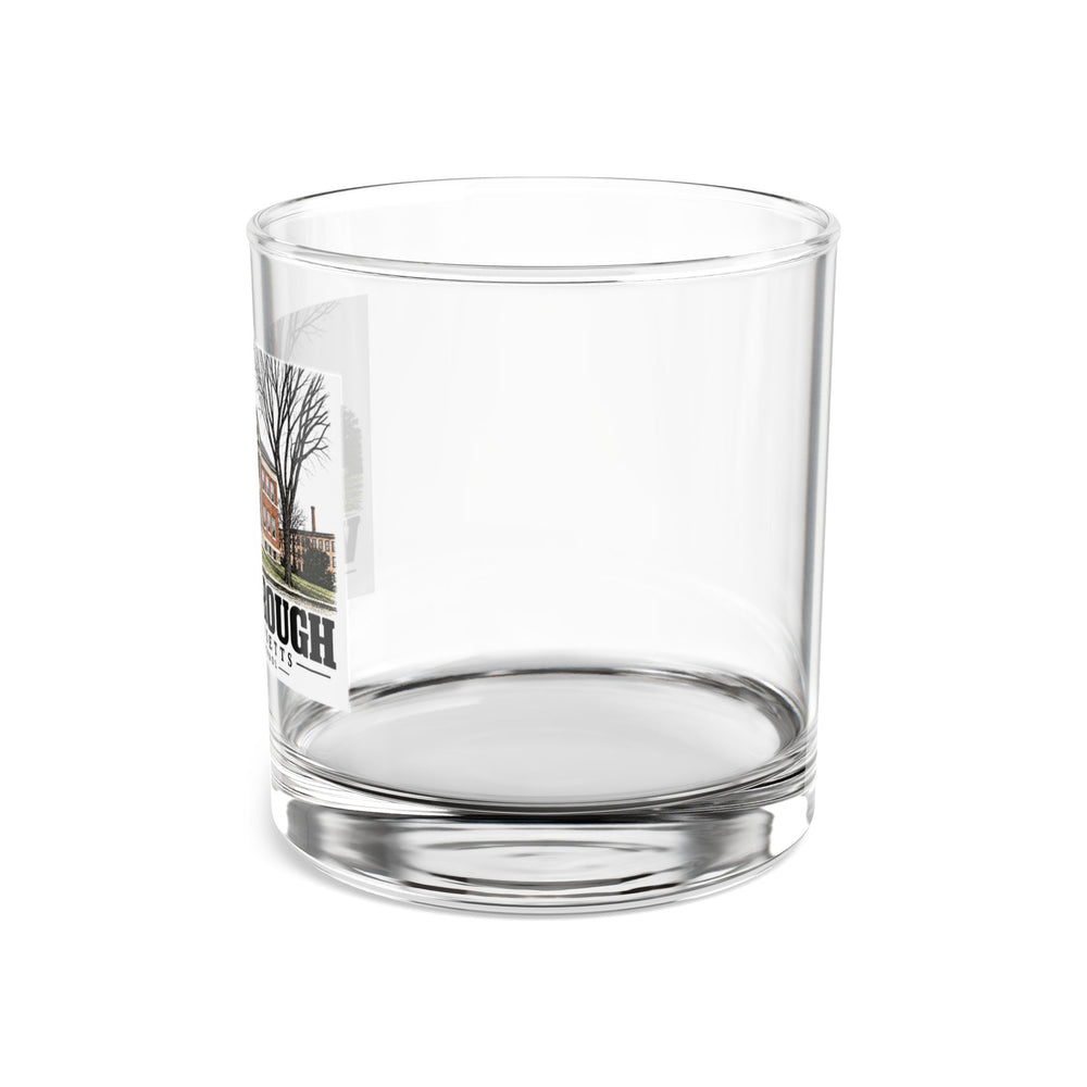 Illustrated Eli Whitney School in Westborough on rocks glass