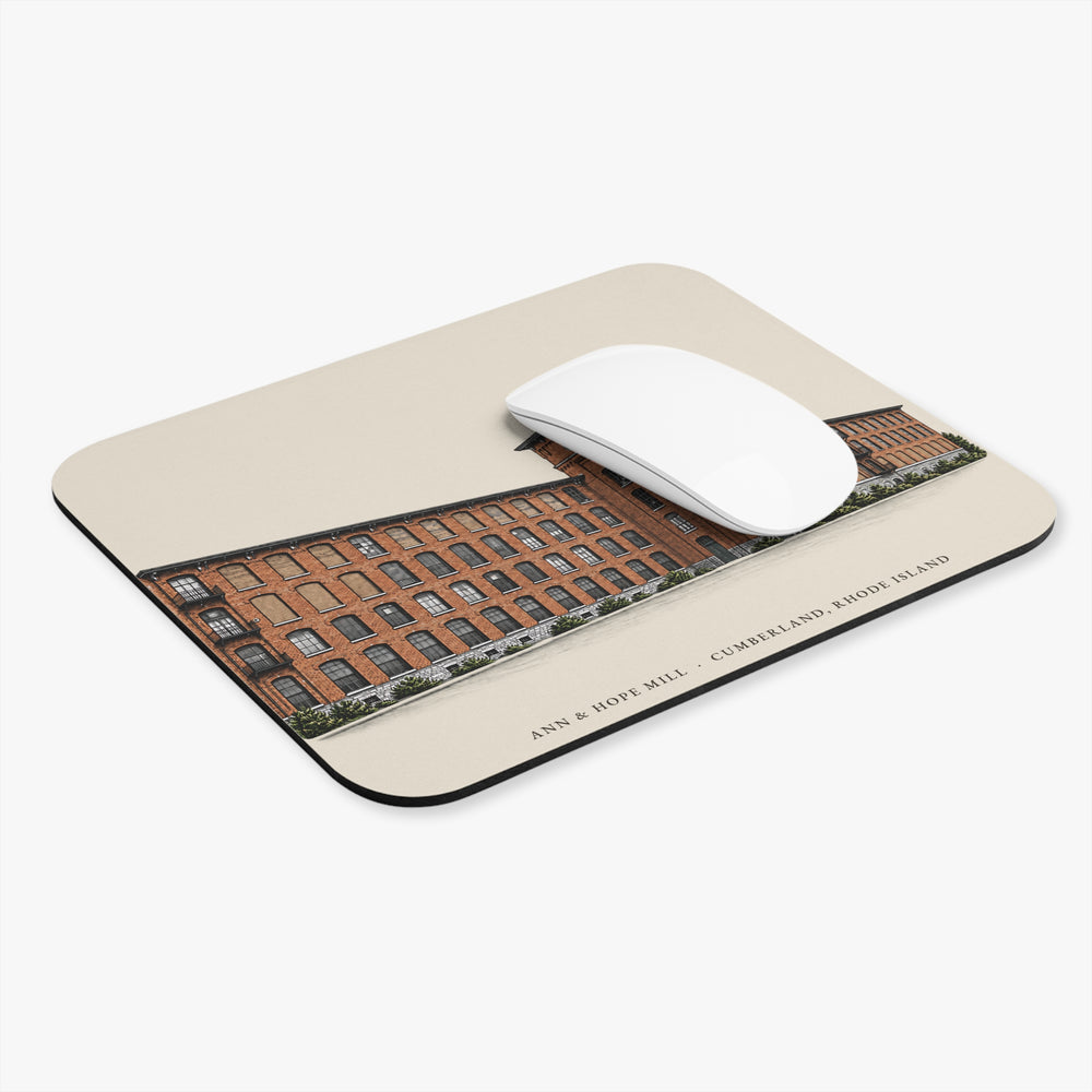 Cumberland Ann & Hope Mill mouse pad mockup showing the full illustrated print