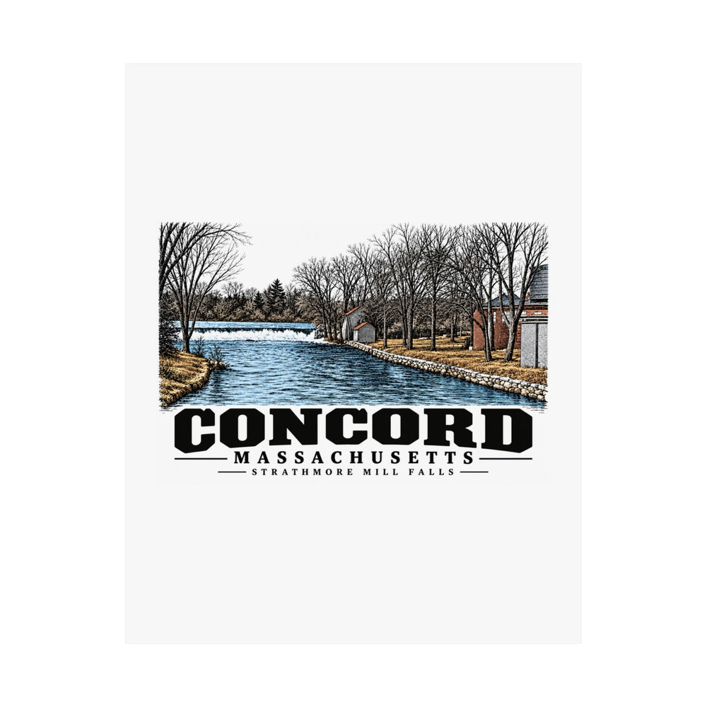 Illustrated Strathmore Mill Falls in Concord on unframed matte poster