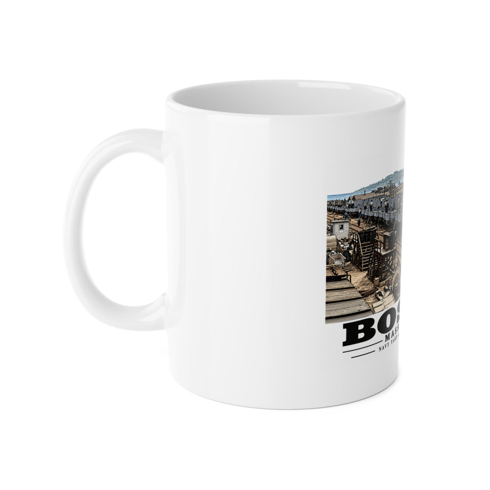 Illustrated Tank Lighters at Boston Navy Yard in Charlestown on ceramic mug