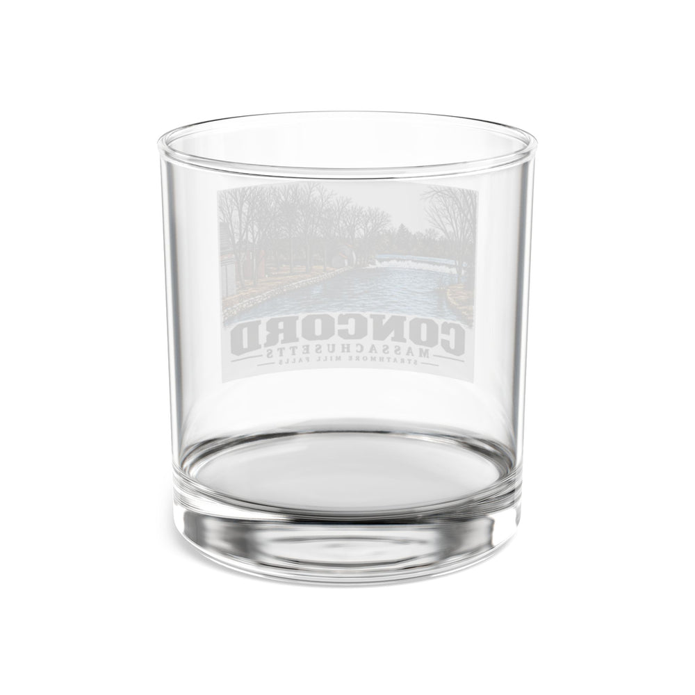 Illustrated Strathmore Mill Falls in Concord on rocks glass