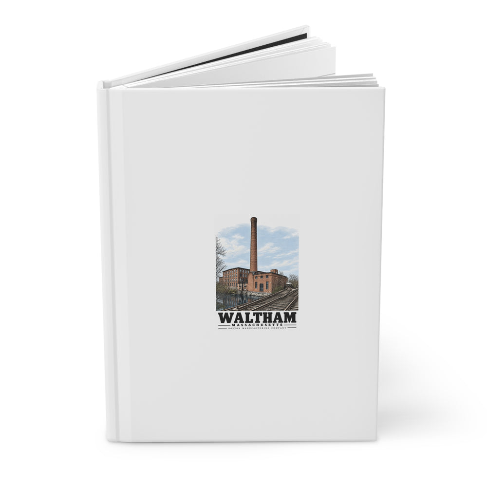 Illustrated Boston Manufacturing Company in Waltham on matte hardcover journal