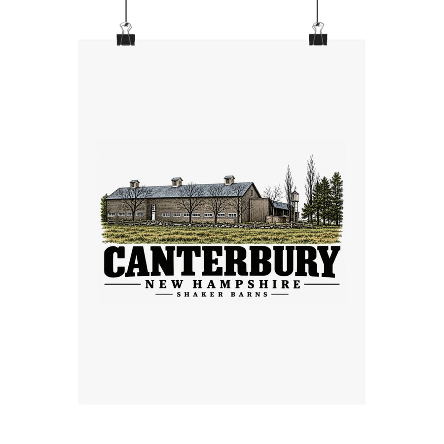 11 x 14 front of Shaker Barns matte poster, Canterbury, New Hampshire.