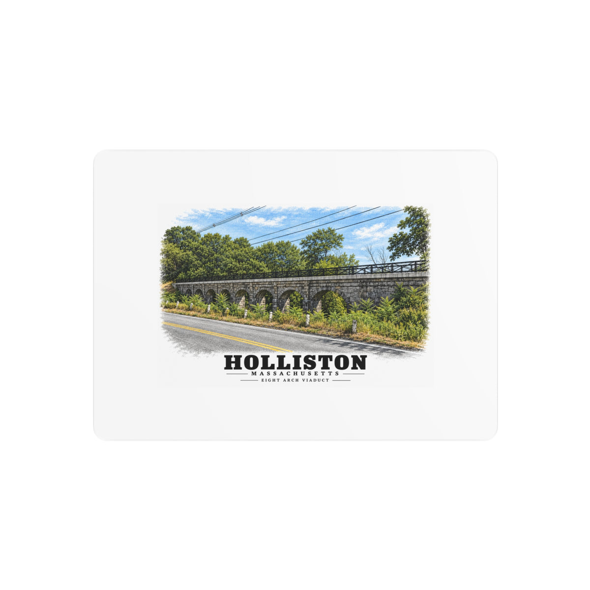 Eight Arch / Bogastow Brook Viaduct, Woodland Street, Upper Charles Rail Trail 7 × 5 in Horizontal Metal Wall Art - Charles River