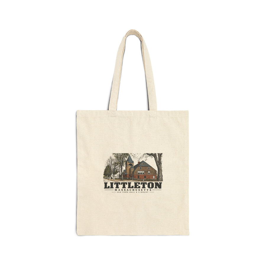 Old Town Hall & Library Natural + Black Heavy Canvas Tote - Assabet Valley Goods