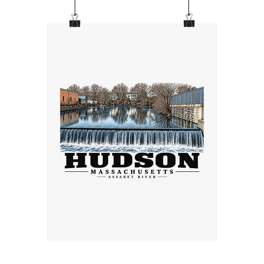 Illustrated Assabet River in Hudson on unframed matte poster