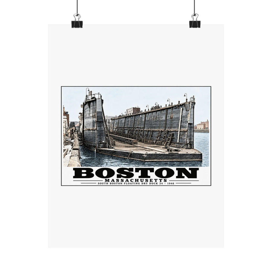 Floating dry dock #24 US Naval Dry Dock, South Boston Matte Heritage Poster — 11 × 14 and 18 × 24 in - Boston Harbor