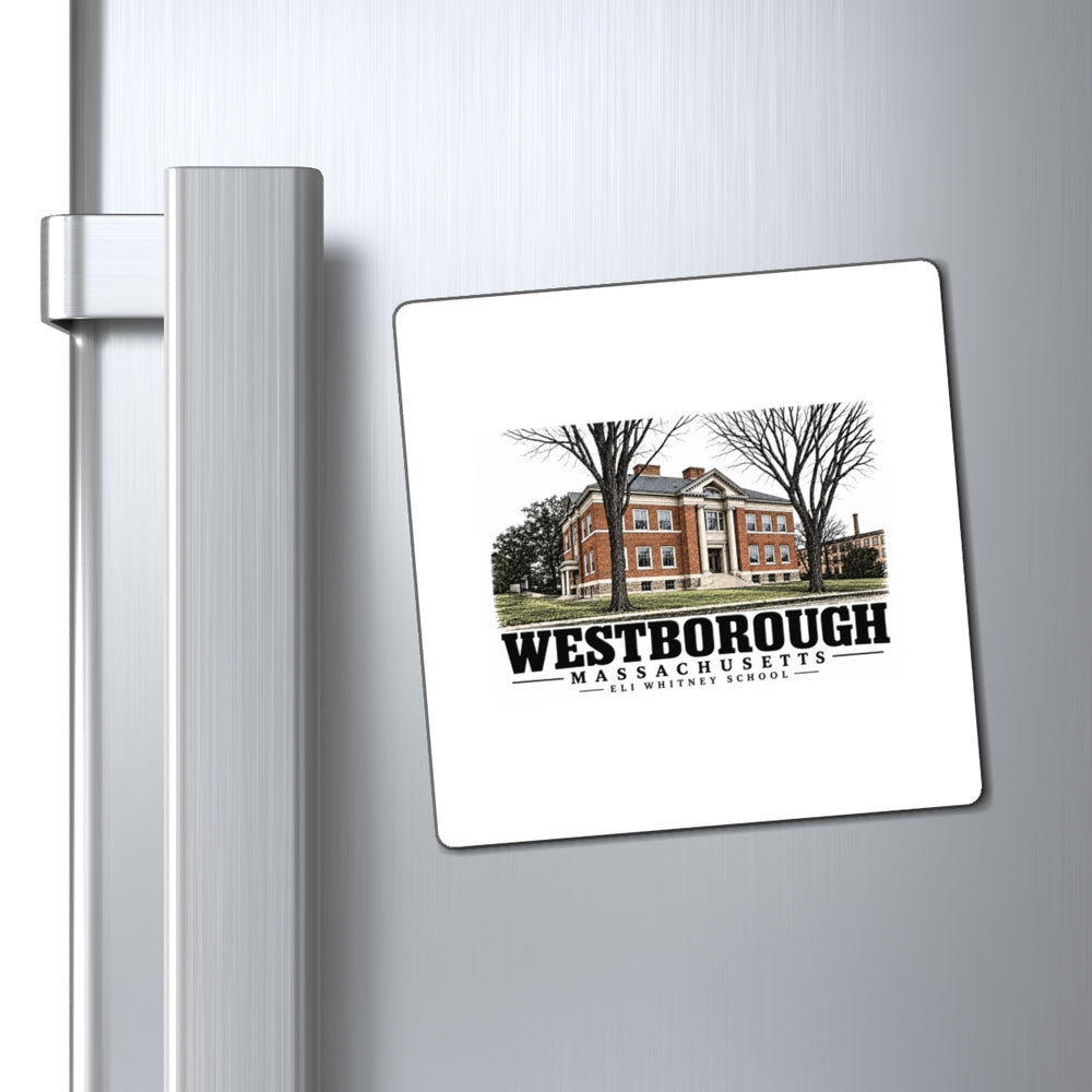 Illustrated Eli Whitney School in Westborough on square magnet