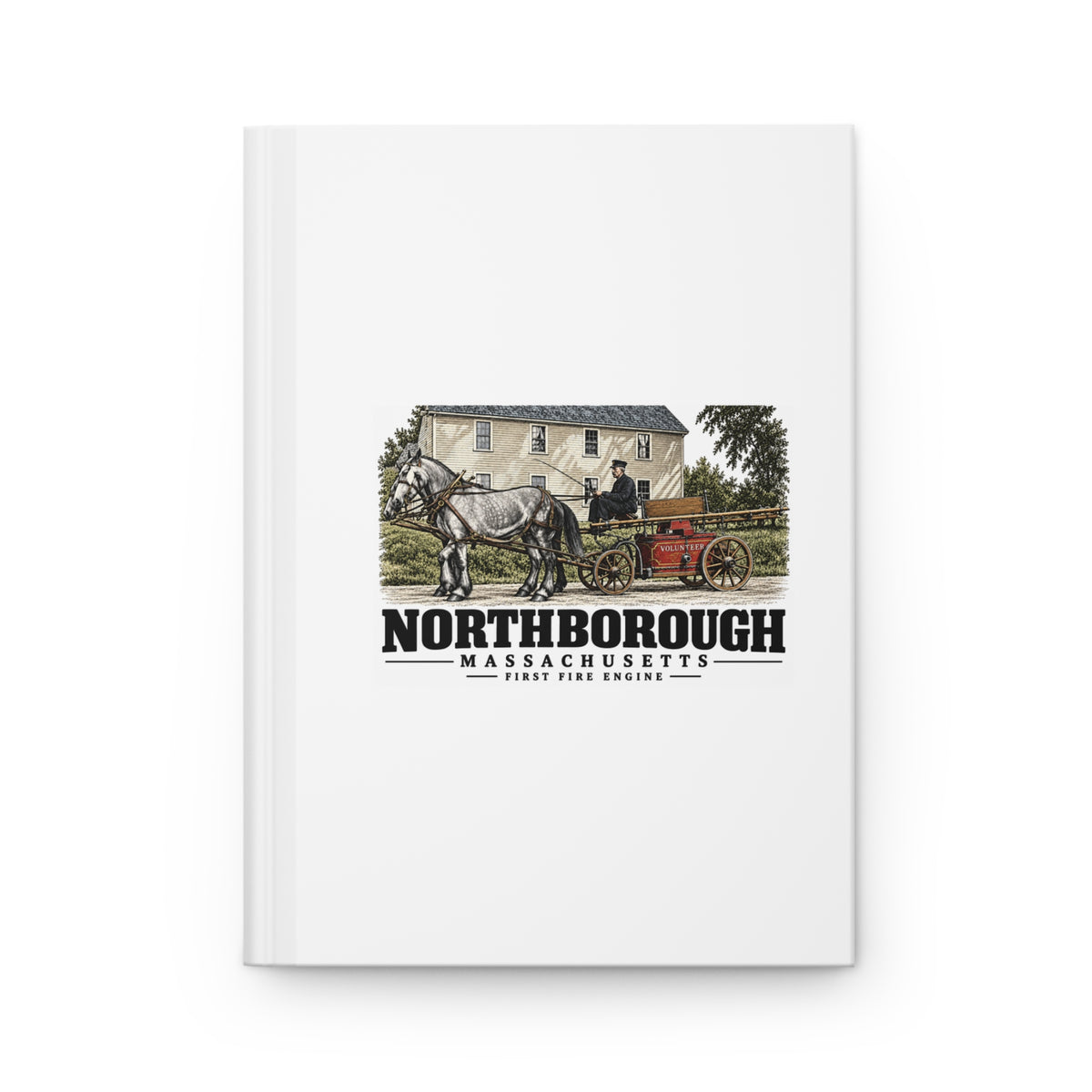 Illustrated First Fire Engine in Northborough on matte hardcover journal