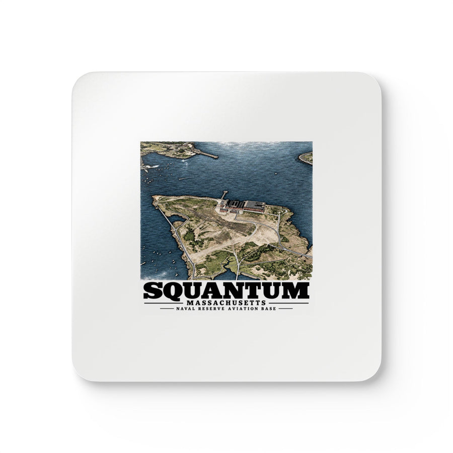 NRAB Squantum Boston, MA landing field and buildings looking north into Dorchester Bay Cork Back Coaster Set - Boston Harbor