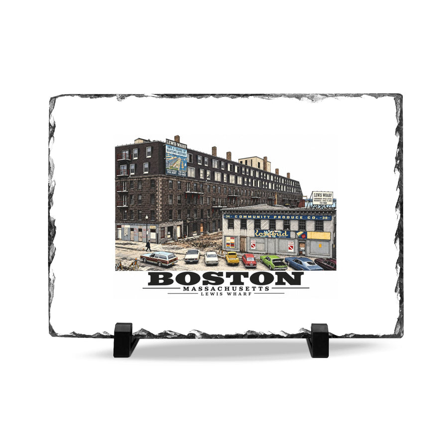 Lewis Wharf 7 × 11 in Slate Desk Plaque - Boston Harbor