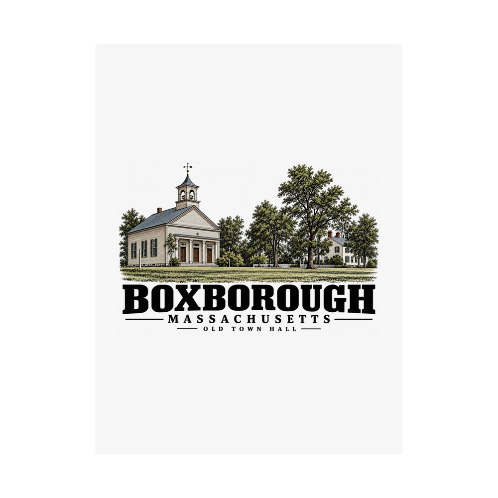 Illustrated Old Town Hall in Boxborough on unframed matte poster