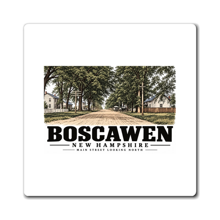 Front of Main Street Looking North square vinyl magnet, Boscawen, New Hampshire.