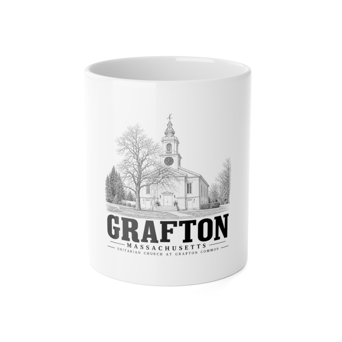Grafton Unitarian Church at Grafton Common 11 oz Ceramic Mug - White - front product view
