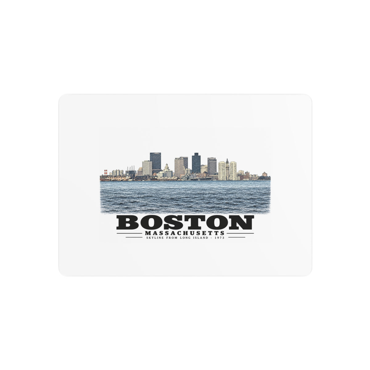 Skyline from near Long Island 7 × 5 in Horizontal Metal Wall Art - Boston Harbor